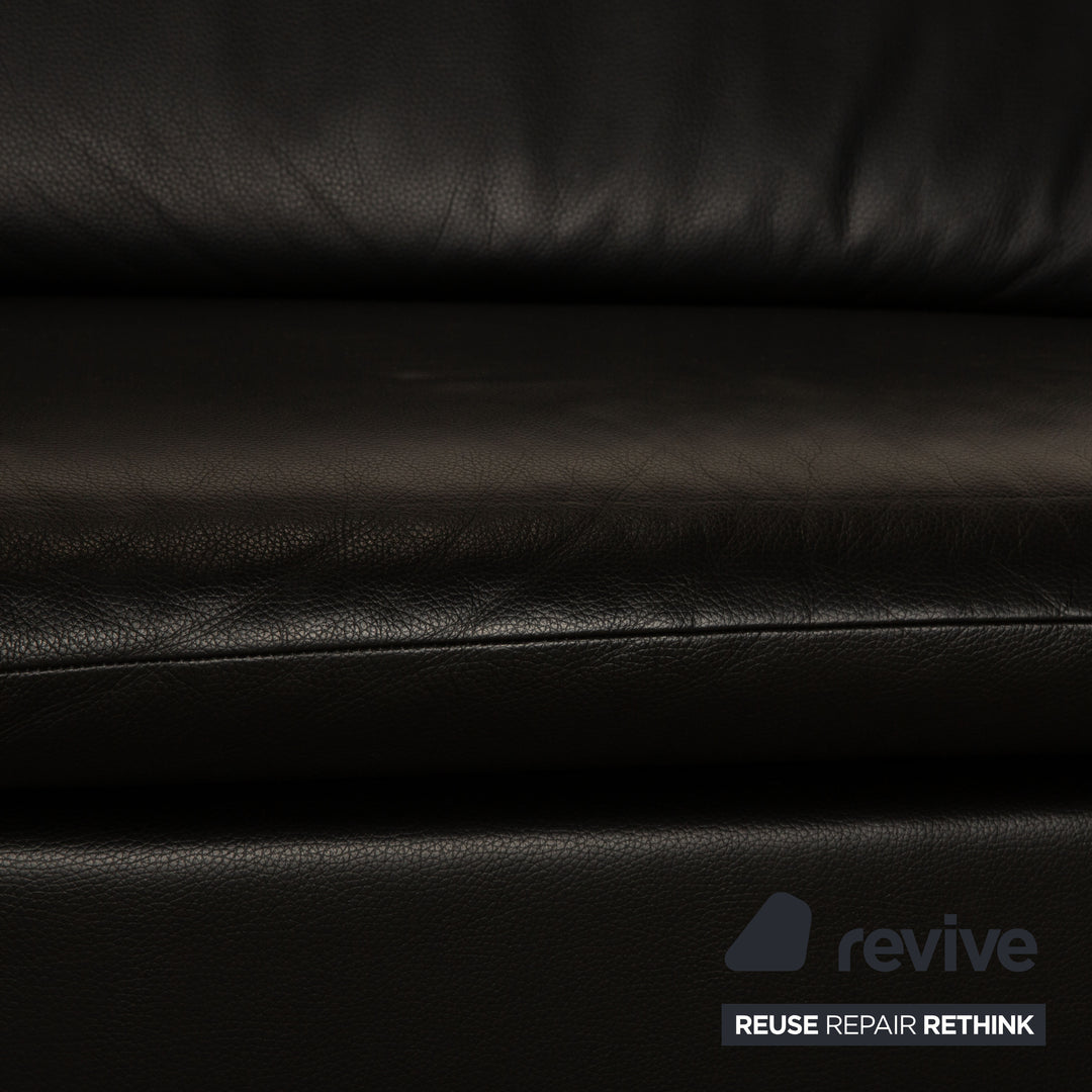 Hülsta Leder Dreisitzer Schwarz Sofa Couch
