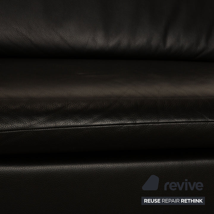 Hülsta Leder Dreisitzer Schwarz Sofa Couch