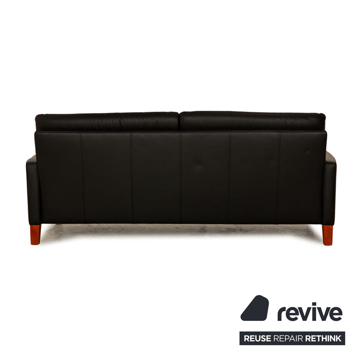 Hülsta Leder Dreisitzer Schwarz Sofa Couch