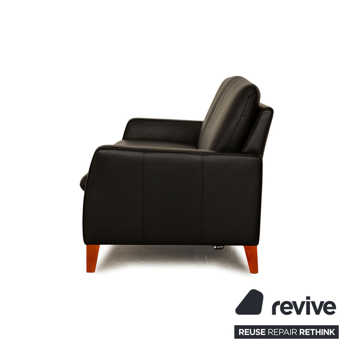 Hülsta Leder Dreisitzer Schwarz Sofa Couch