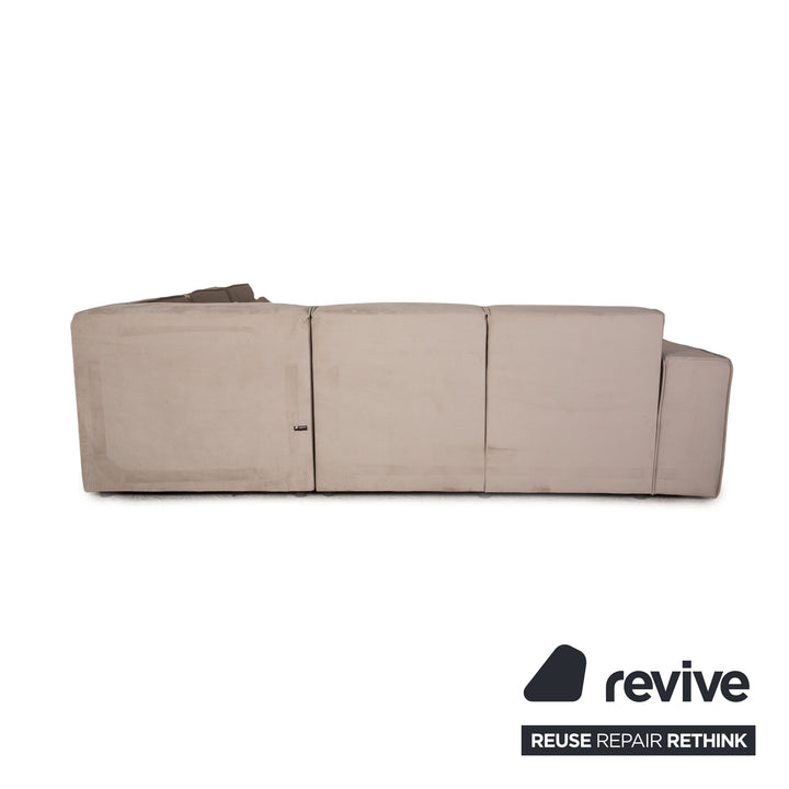 IconX STUDIOS Beluga Samt Stoff Ecksofa Creme Recamiere rechts & links