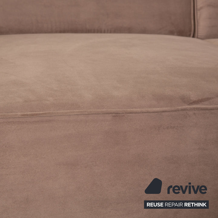 iconX STUDIOS Canapé d'angle en tissu velours Beluga gris taupe méridienne droite