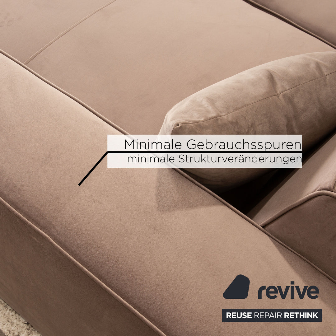 iconX STUDIOS Canapé d'angle en tissu velours Beluga gris taupe méridienne droite