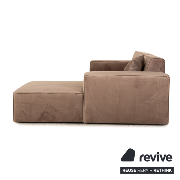 iconX STUDIOS Canapé d'angle en tissu velours Beluga gris taupe méridienne droite