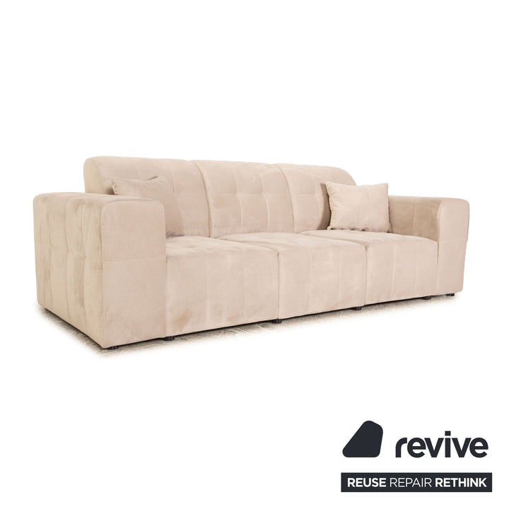 IconX STUDIOS Bloom Samt Stoff Dreisitzer Beige Sofa Couch