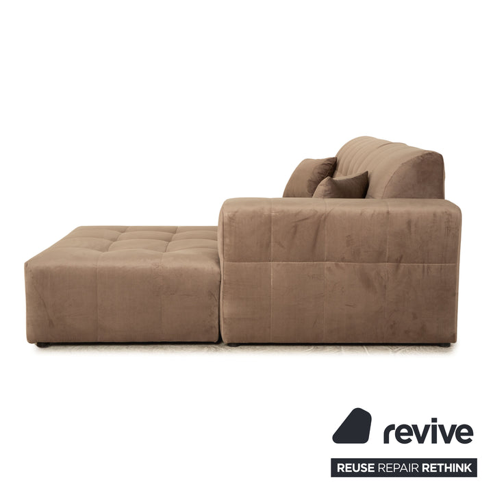 IconX STUDIOS Canapé d'angle en tissu velours Bloom Beige
