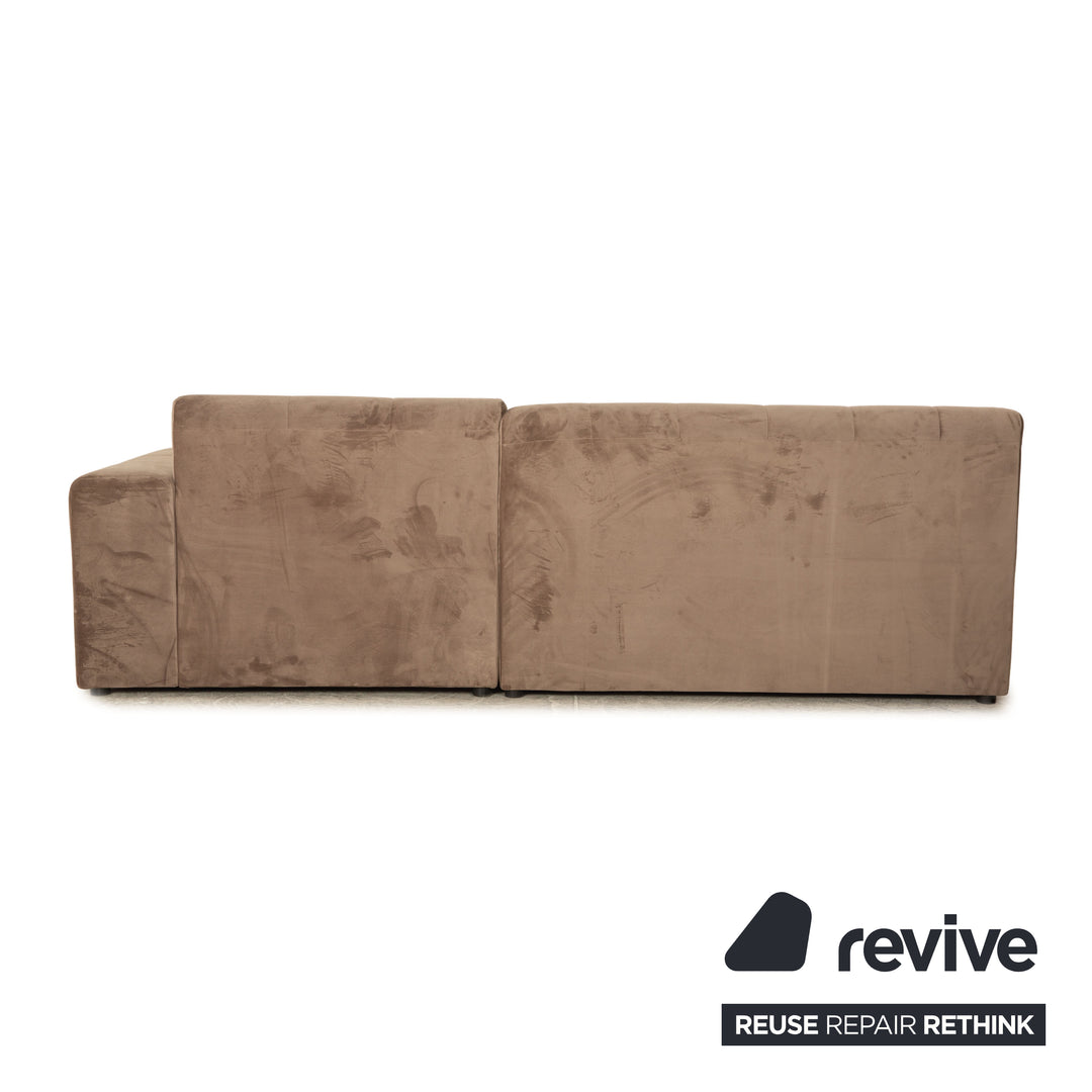 IconX STUDIOS Canapé d'angle en tissu velours Bloom Beige