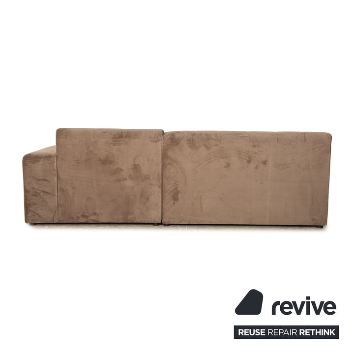 IconX STUDIOS Canapé d'angle en tissu velours Bloom Beige