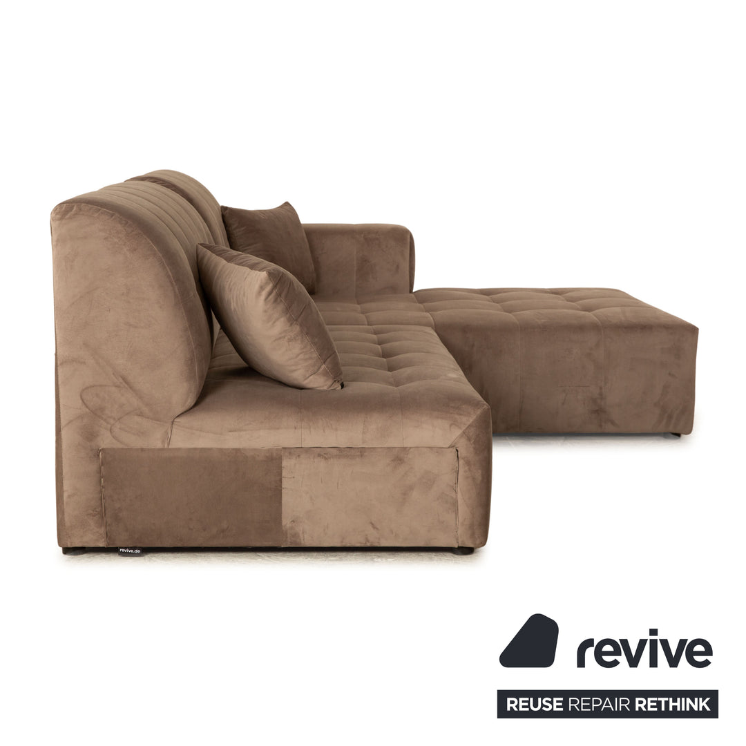 IconX STUDIOS Canapé d'angle en tissu velours Bloom Beige