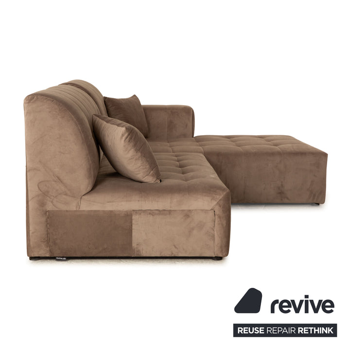 IconX STUDIOS Canapé d'angle en tissu velours Bloom Beige