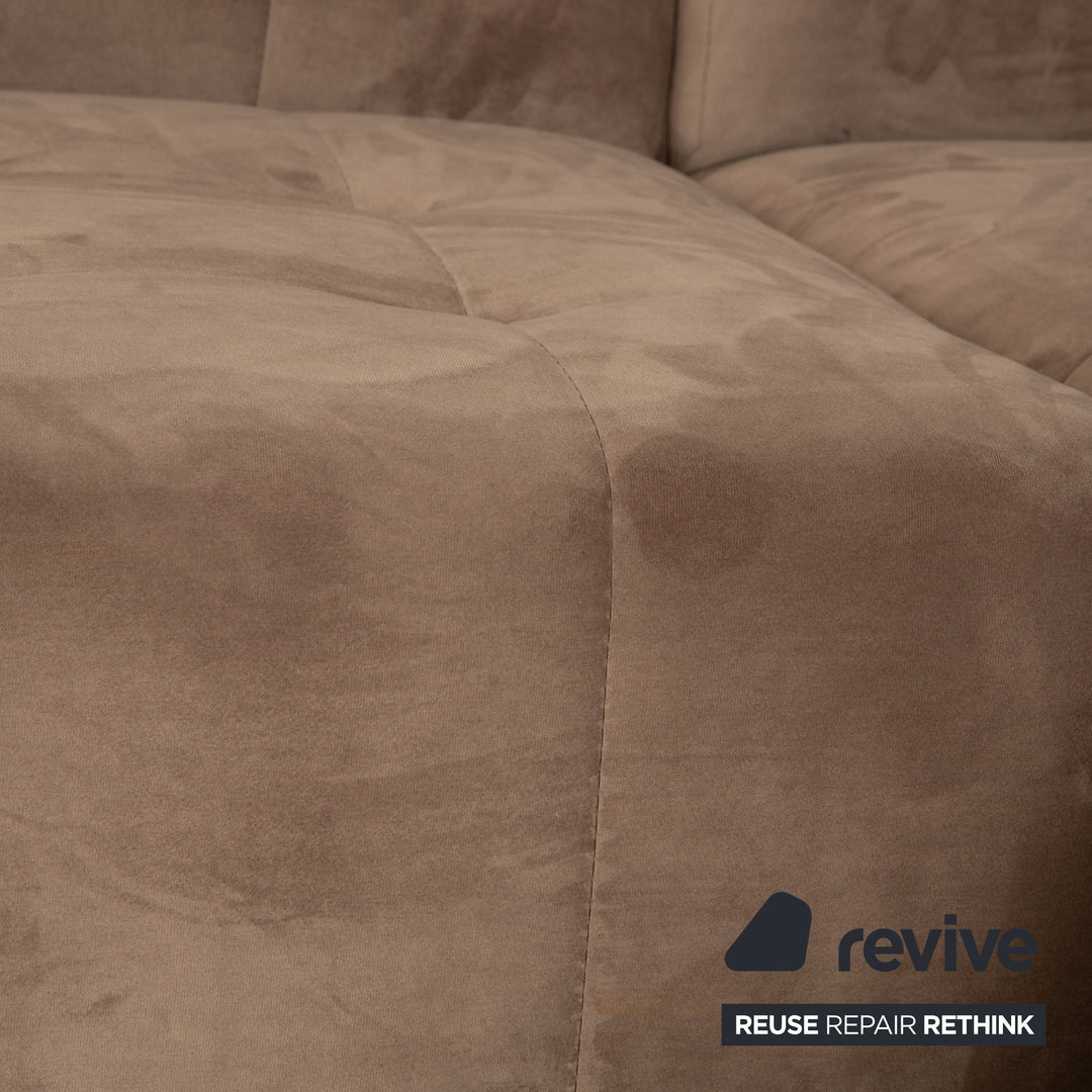 IconX STUDIOS Canapé d'angle en tissu velours Bloom Beige