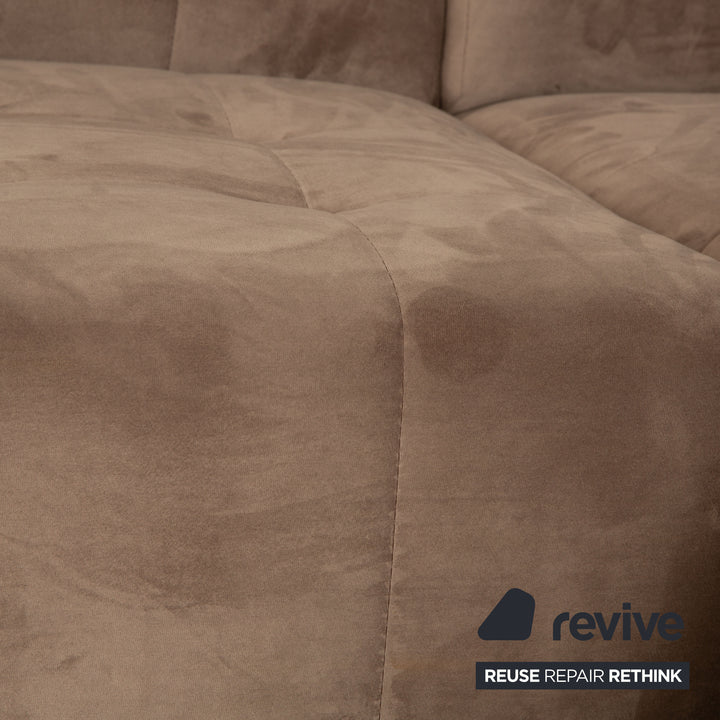 IconX STUDIOS Canapé d'angle en tissu velours Bloom Beige