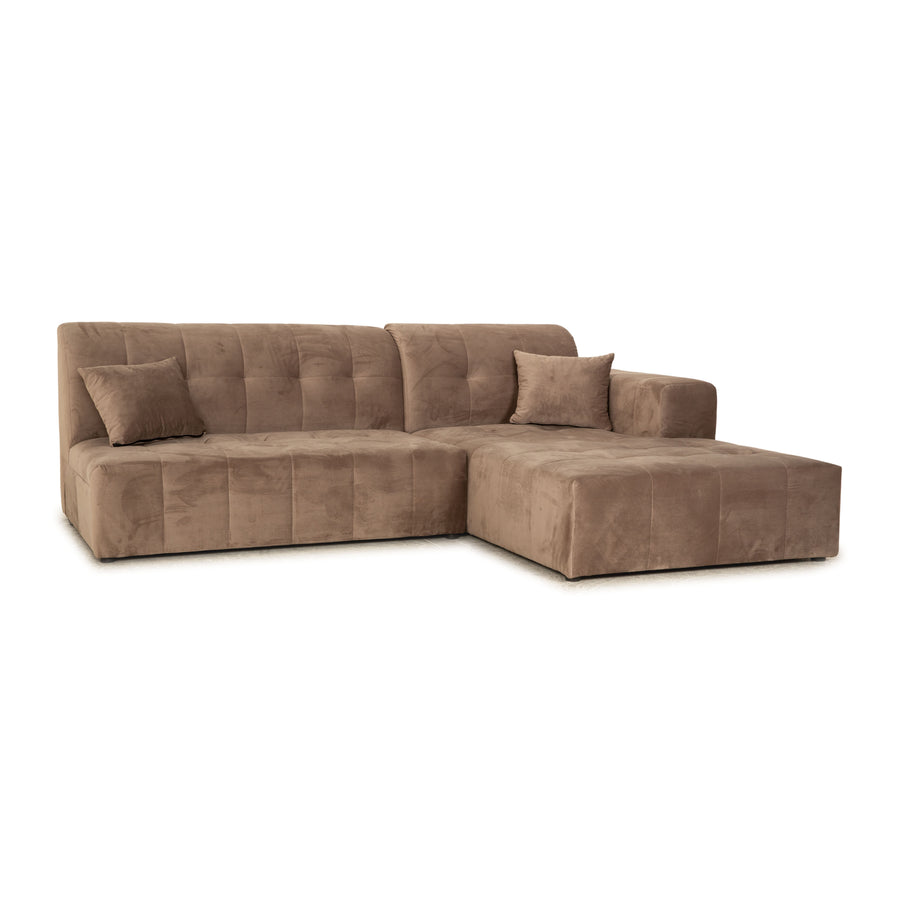 IconX STUDIOS Canapé d'angle en tissu velours Bloom Beige