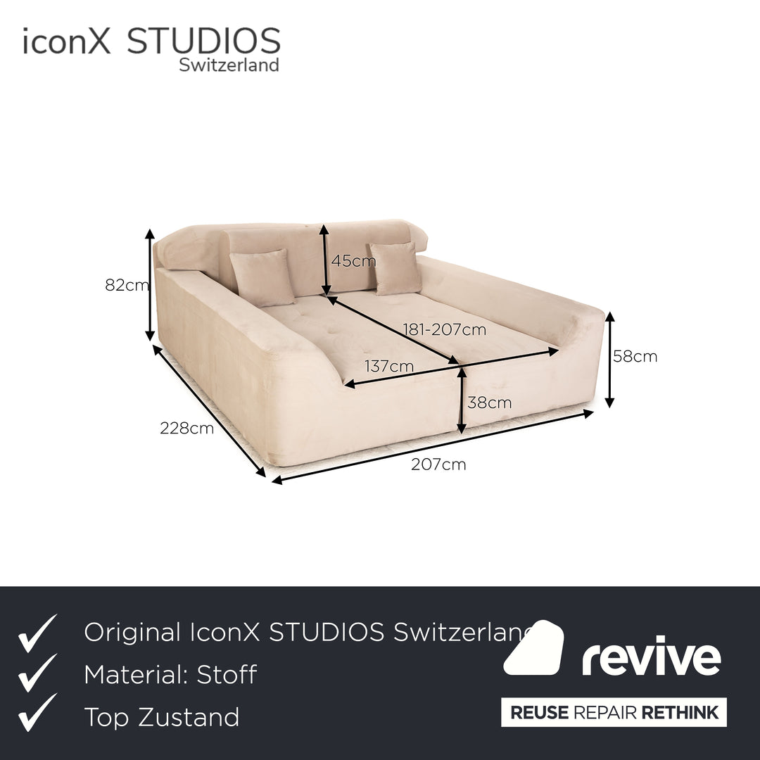 IconX STUDIOS Canapé Elysium en tissu velours Beige Canapé-lit