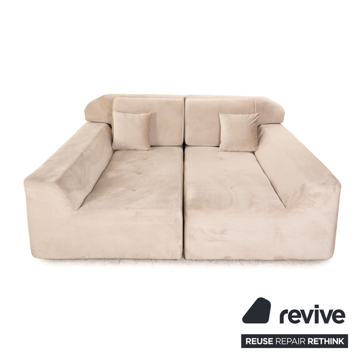 IconX STUDIOS Canapé Elysium en tissu velours Beige Canapé-lit