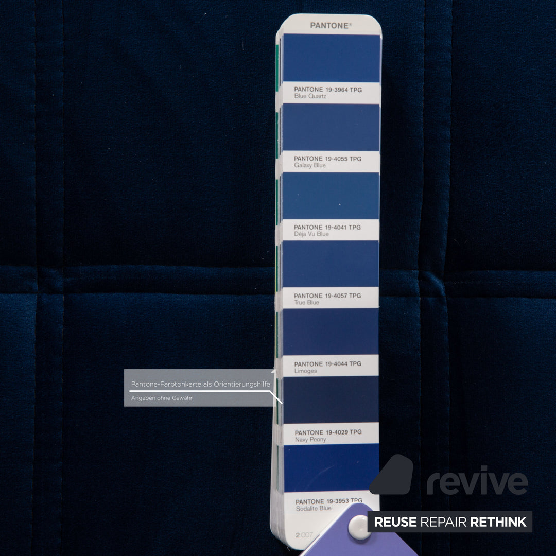 IconX Switzerland Bloom Samt Sofa Blau Dreisitzer Couch