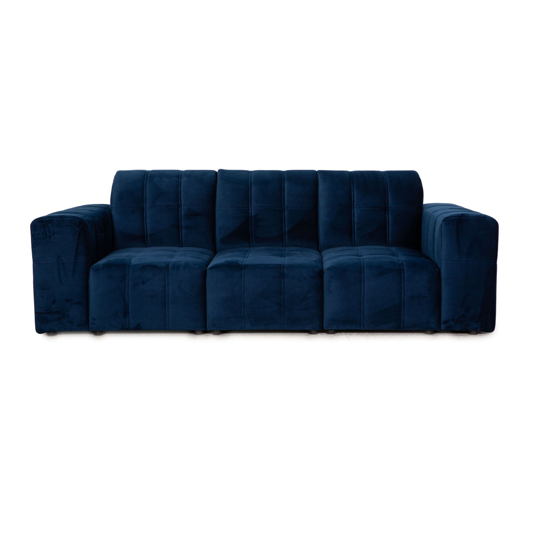 IconX Switzerland Bloom Samt Sofa Blau Dreisitzer Couch