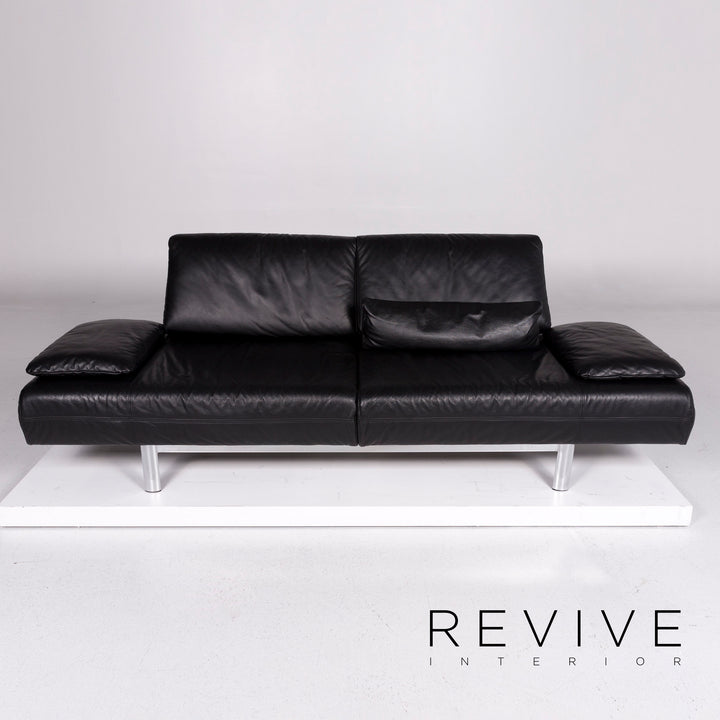 Ewald Schillig Westside Leather Sofa Black Three-Seater Function Relaxation Couch #10759