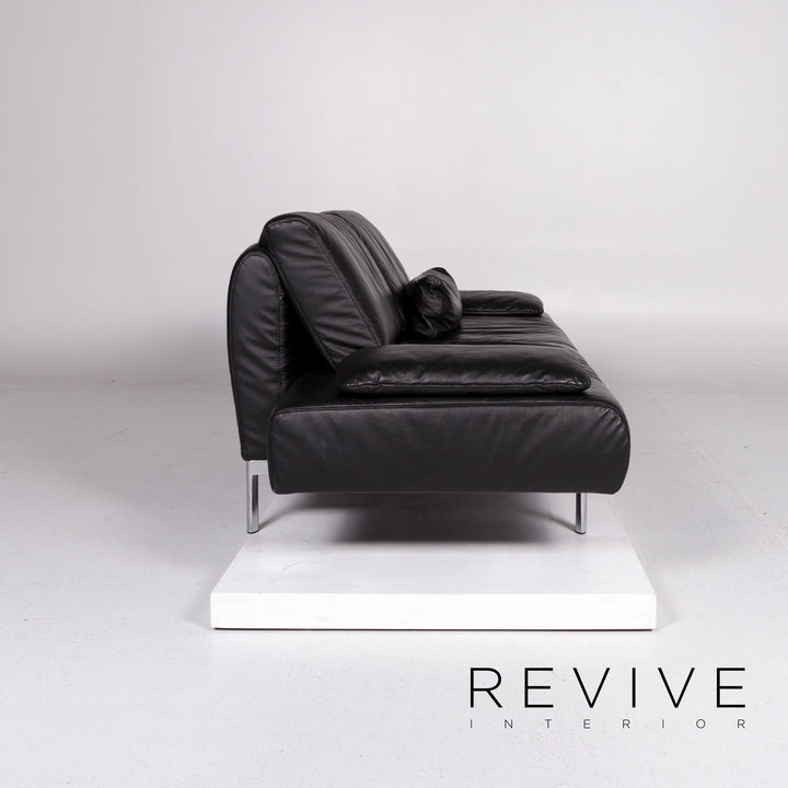 Ewald Schillig Westside Leather Sofa Black Three-Seater Function Relaxation Couch #10759