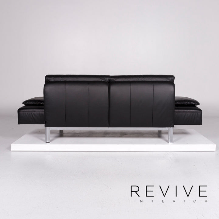 Ewald Schillig Westside Leather Sofa Black Three-Seater Function Relaxation Couch #10759