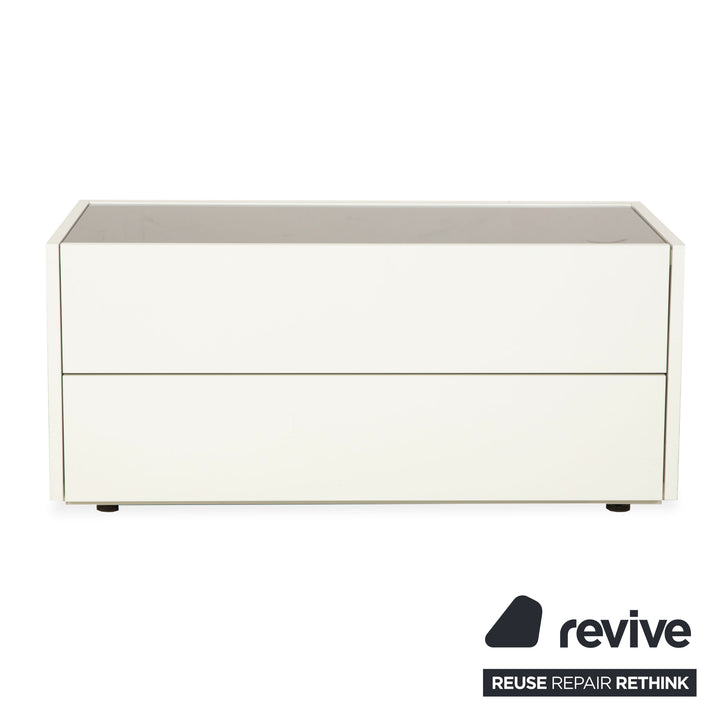 Buffet cube Interlübke en bois blanc crème avec tiroirs