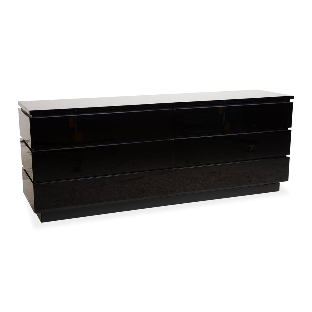 Interlübke Cube Sideboard Kommode Schwarz hochglänzend Holz mit 6 Schubladen