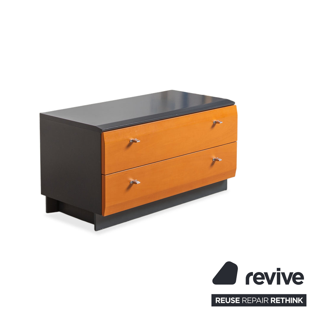 Interlübke Holz Sideboard Braun Blau Grau Navyblau Nachttisch