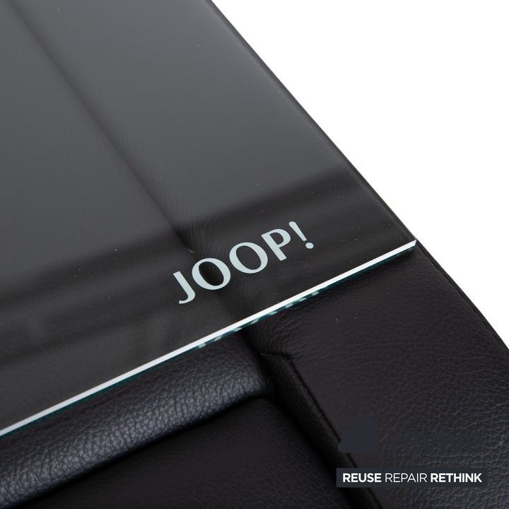 Joop! Swing Nightstand Side Table Sideboard Black Leather with Drawer and Shelf