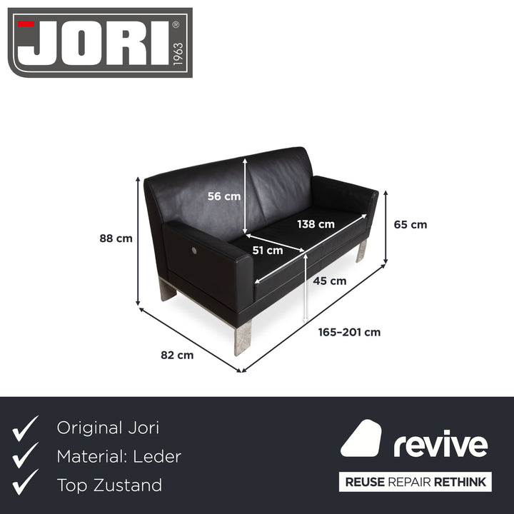 Jori Glove JR-8900 Leder Zweisitzer Schwarz manuelle Funktion Sofa Couch