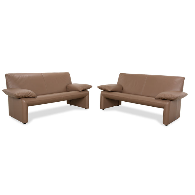 Jori JR 8750 Leather Two-Seater Brown Taupe Manual Function Sofa Couch