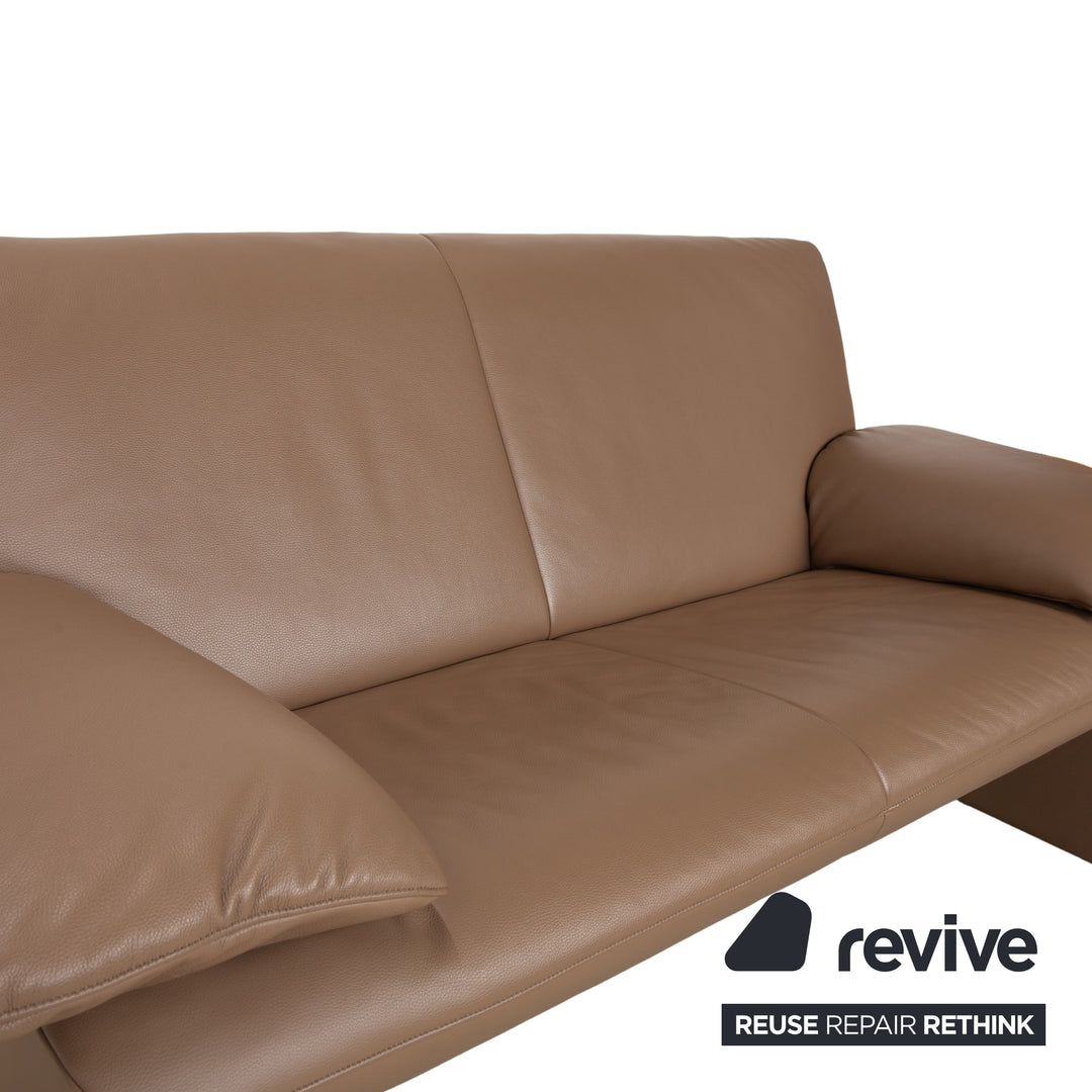 Jori JR 8750 Leather Two-Seater Brown Taupe Manual Function Sofa Couch