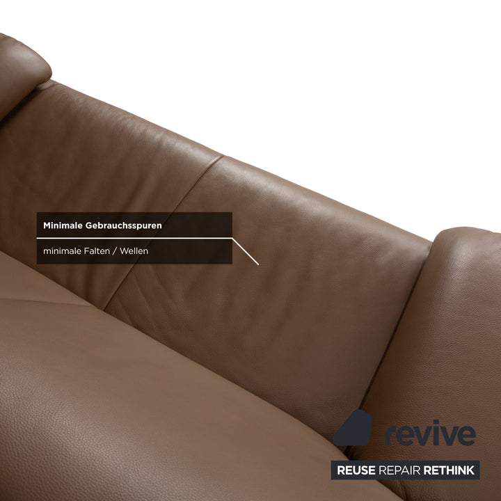 Jori JR 8750 Leather Two-Seater Brown Taupe Manual Function Sofa Couch