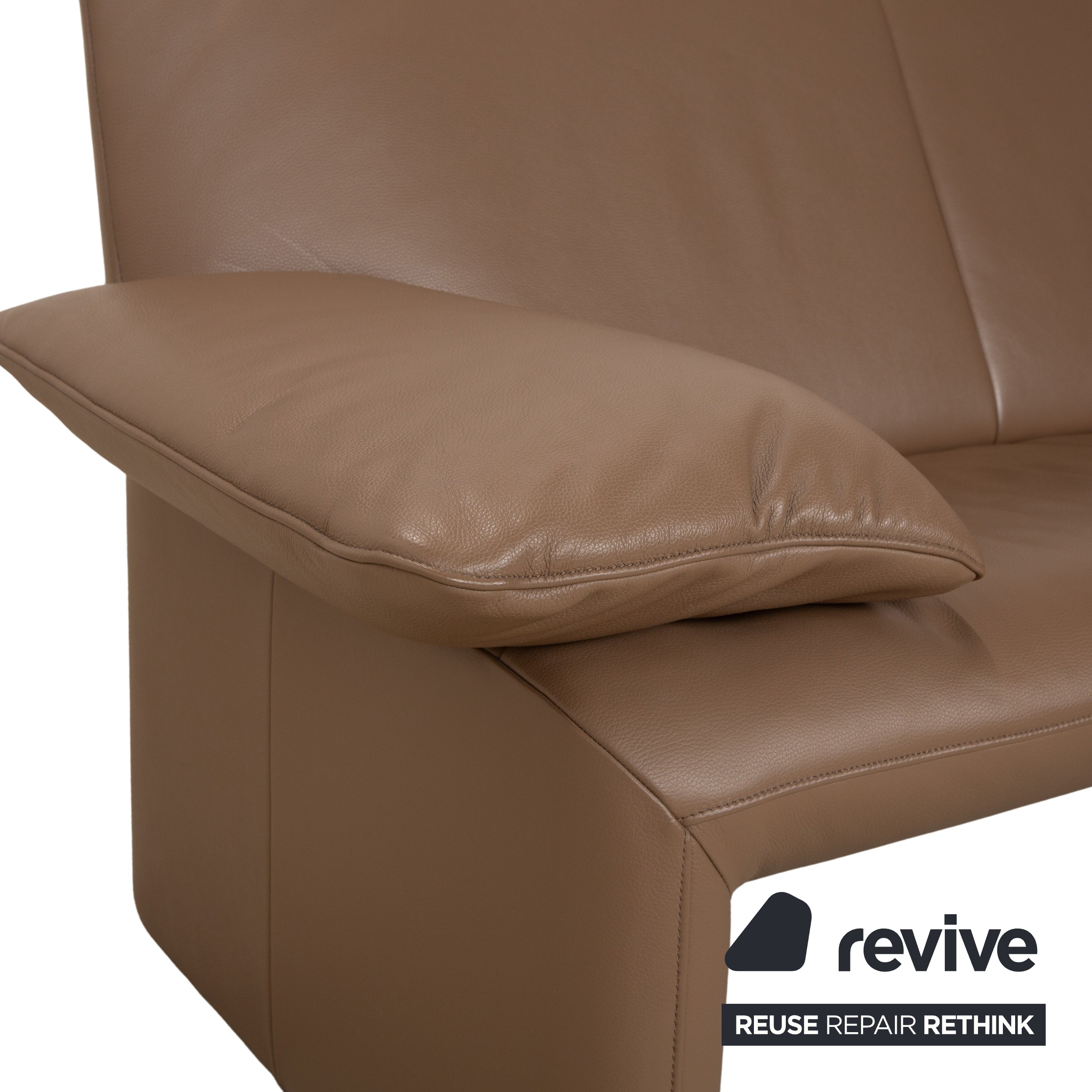 Jori JR 8750 Leather Two-Seater Brown Taupe Manual Function Sofa Couch