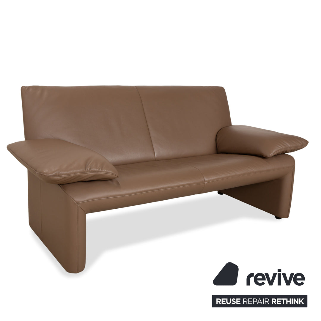 Jori JR 8750 Leather Two-Seater Brown Taupe Manual Function Sofa Couch