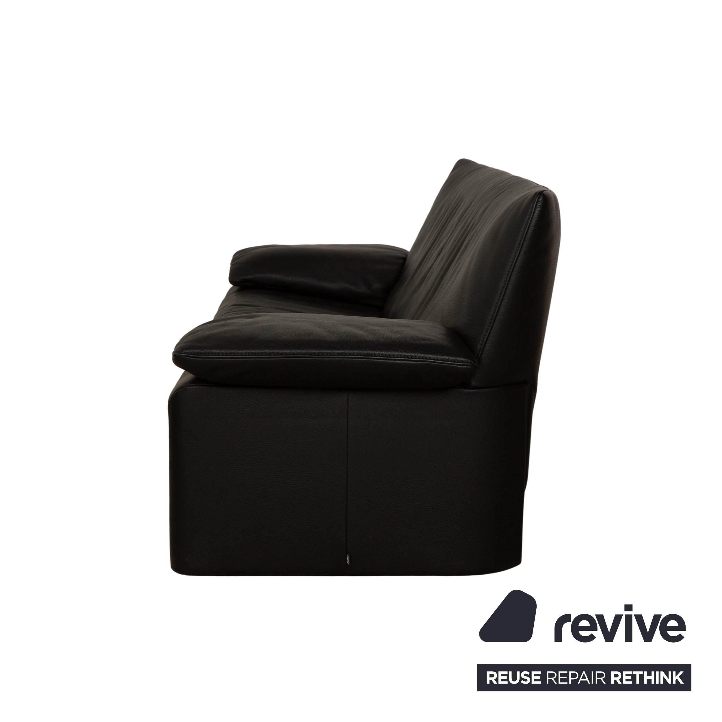 Jori Linea Leather Two-Seater Black Manual Function Sofa Couch