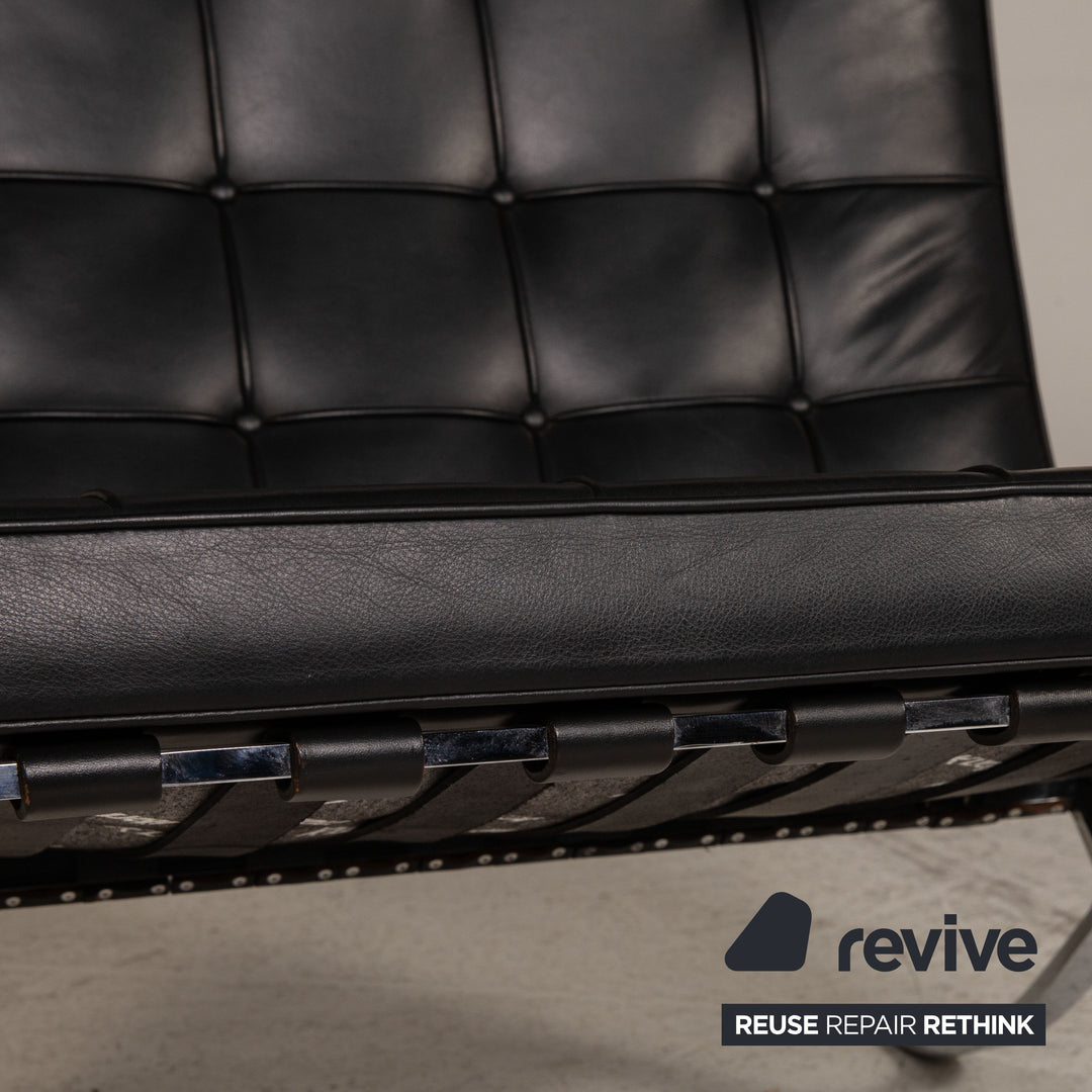 Knoll International Barcelona Chair Leather Armchair Black by Ludwig Mies van der Rohe