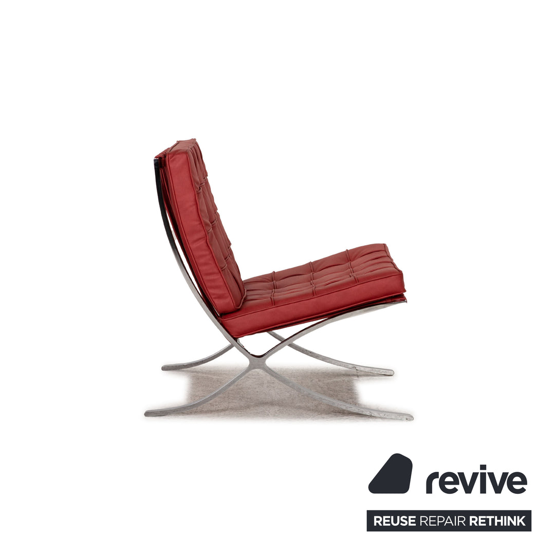 Knoll International Barcelona Chaise Tissu Textile Cuir Fauteuil Rouge Chaise Vintage Vegan Cuir Rembourrage