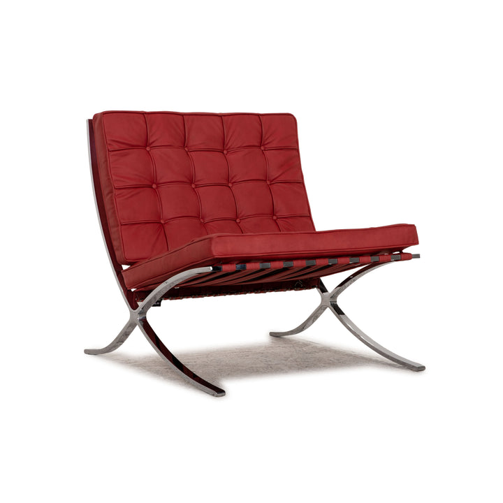Knoll International Barcelona Chaise Tissu Textile Cuir Fauteuil Rouge Chaise Vintage Vegan Cuir Rembourrage