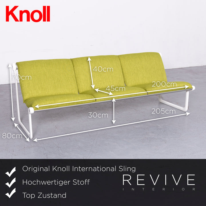 Knoll International Sling Canapé en tissu design Vert 2 places 3 places Banc #7007