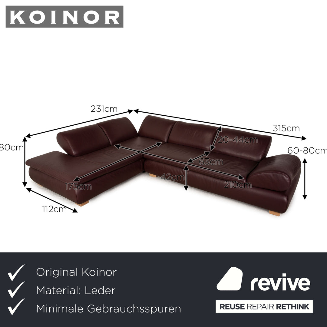 Koinor Diva Leder Ecksofa Braun Aubergine Sofa Couch Recamiere links