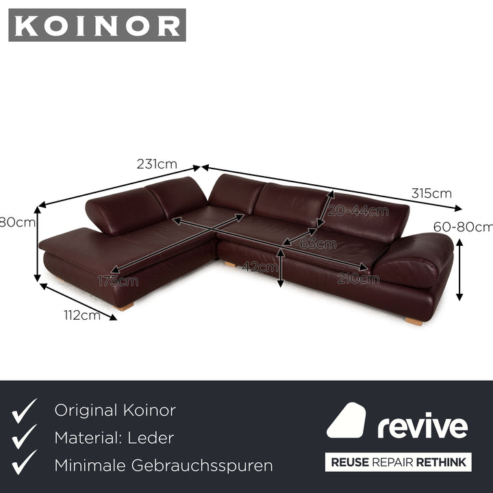 Koinor Diva Leder Ecksofa Braun Aubergine Sofa Couch Recamiere links
