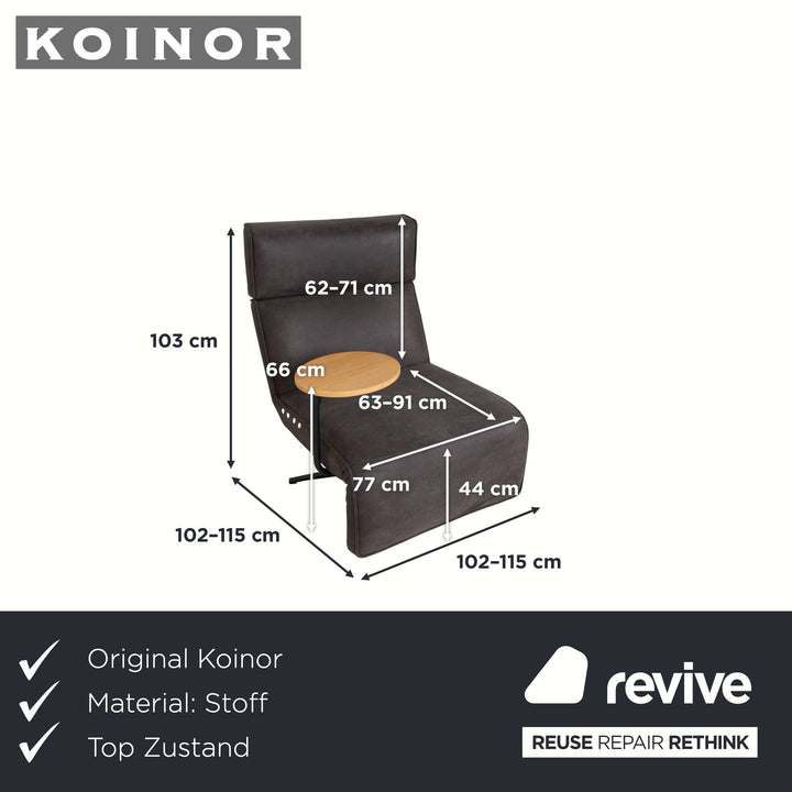 Koinor Etino Stoff Holz Sessel Beistelltisch Grau Anthrazit Schiefer elektrische Funktion