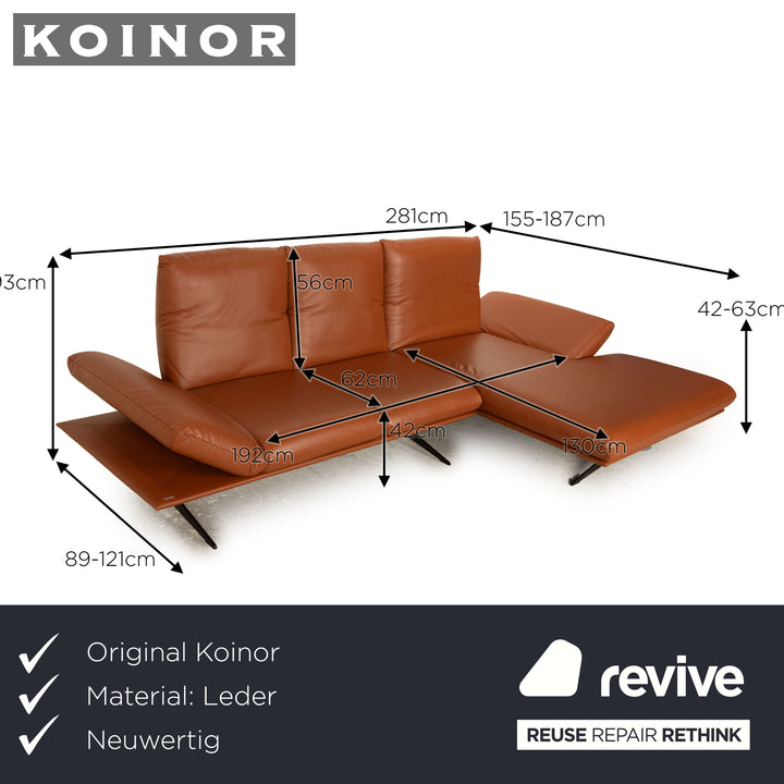 Koinor Francis Leder Ecksofa Braun Cognac Sofa Couch manuelle Funktion