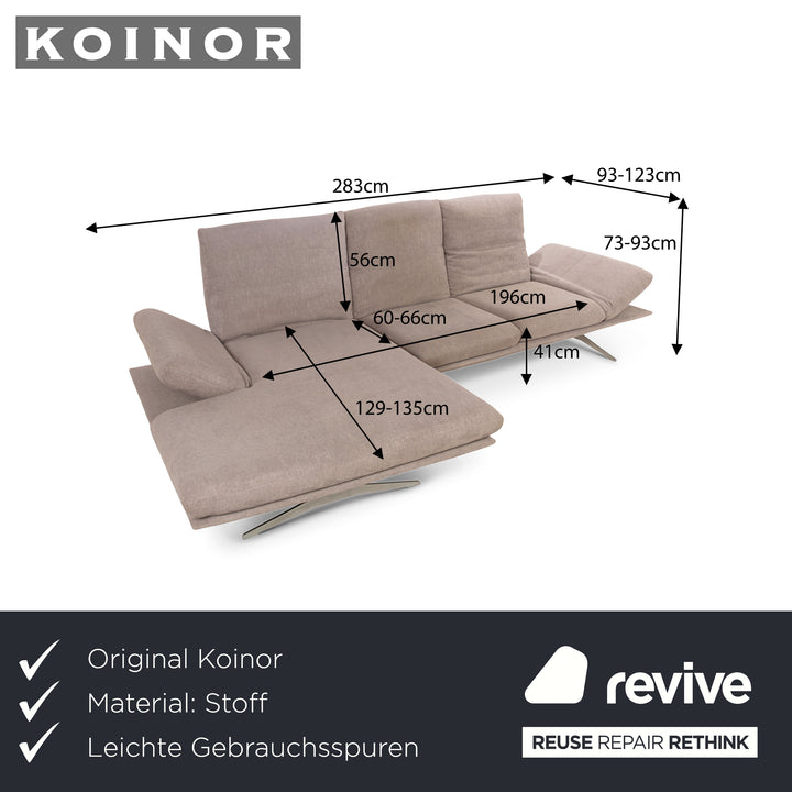 Koinor Francis canapé d'angle en tissu gris récamiere gauche fonction manuelle canapé canapé