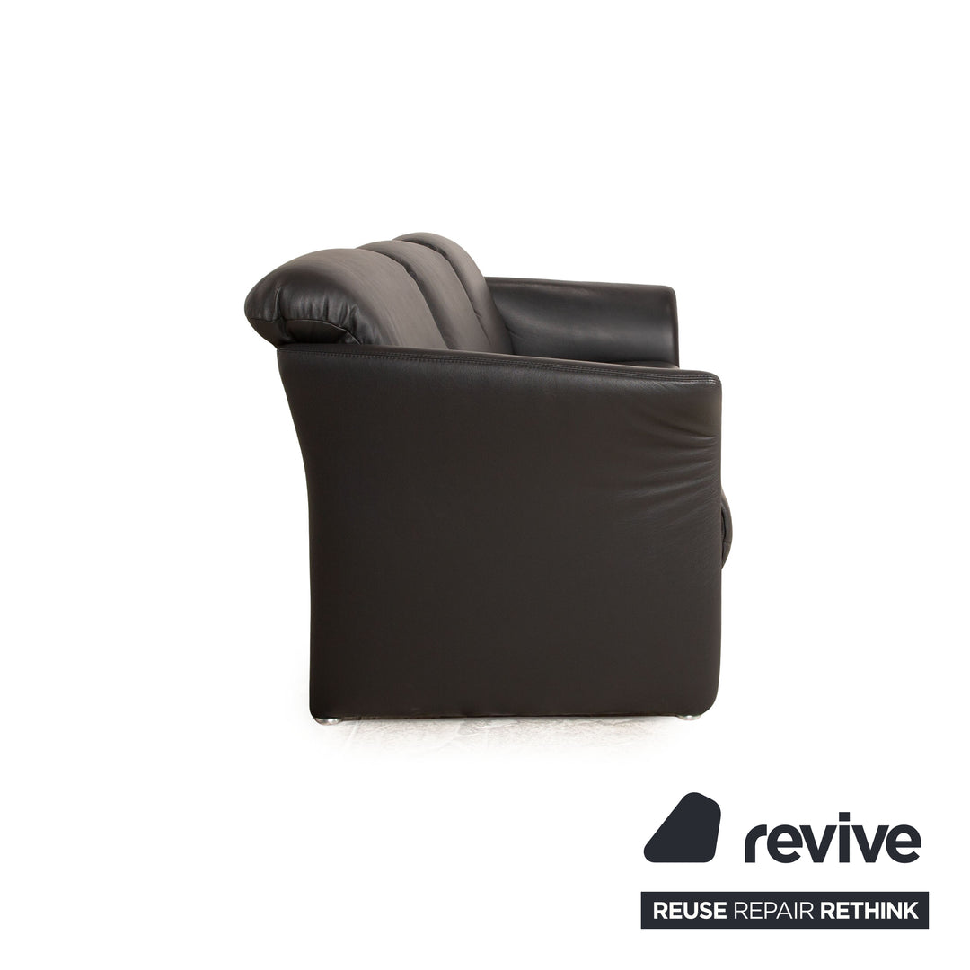 Koinor Wendy Leder Dreisitzer Grau Schwarz Sofa Couch