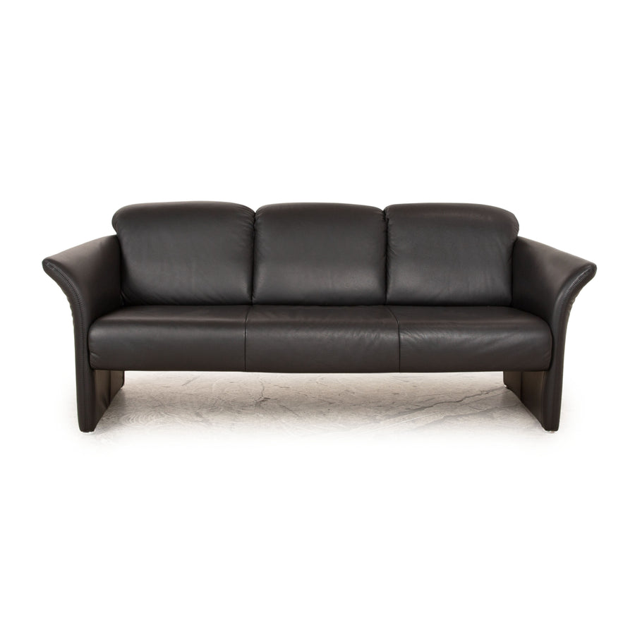 Koinor Wendy Leder Dreisitzer Grau Schwarz Sofa Couch