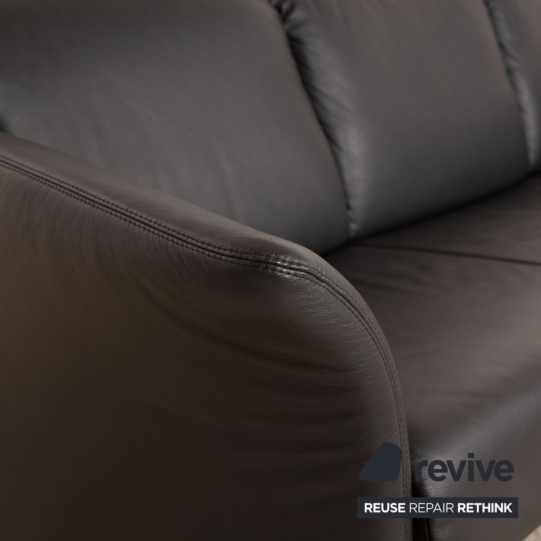 Koinor Wendy Leder Dreisitzer Grau Schwarz Sofa Couch