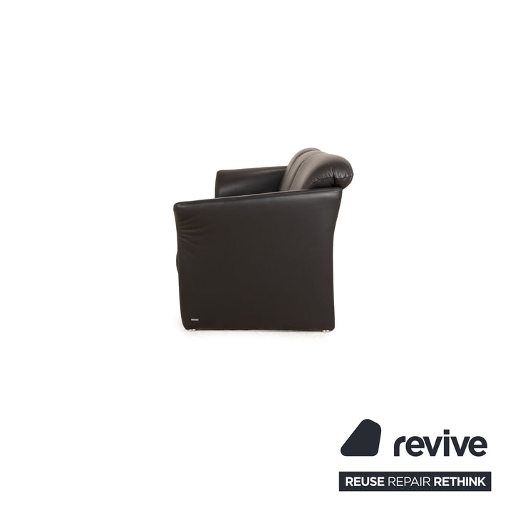 Koinor Wendy Leder Dreisitzer Grau Schwarz Sofa Couch