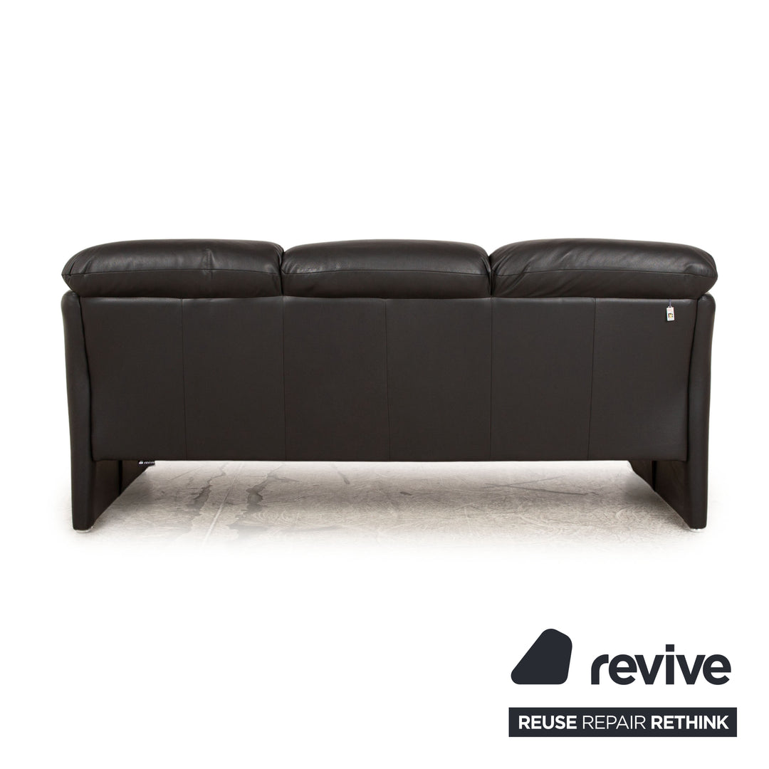 Koinor Wendy Leder Dreisitzer Grau Schwarz Sofa Couch