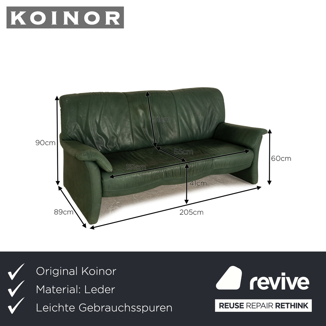 Koinor Leder Dreisitzer Grün Sofa Couch